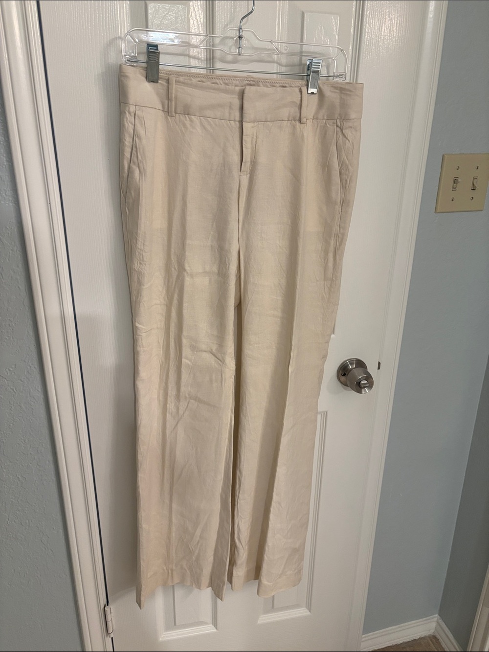 Banana republic Martin Fit linen wide leg pants size 4 ivory cream